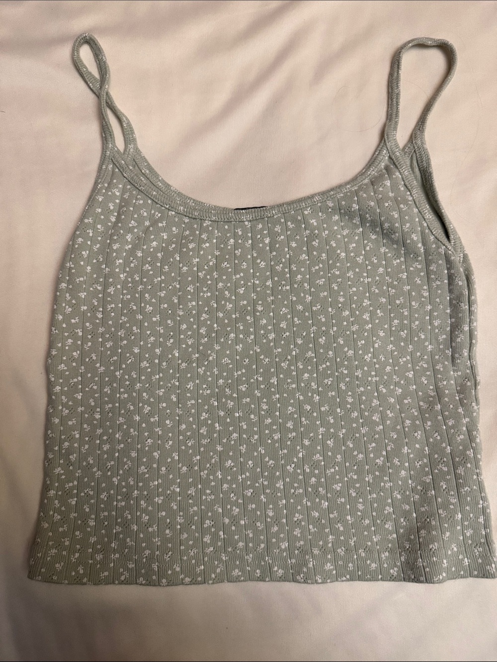 Brandy Melville Sage Green Floral Ribbed Cami